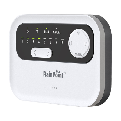 Kontrollues ujitjeje RainPoint WiFi, 8 zona, për sprinkler dhe pikë-pikë, i bardhë