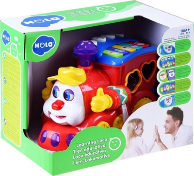 Lodër tren edukativ Hola Toys 886, forma tinguj drita, shumëngjyrësh