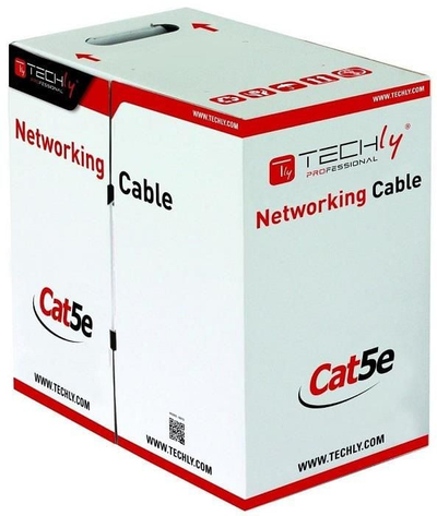 Кабел мрежен Techly Cat5e UTP, 4x2 CCA, 305m, сив