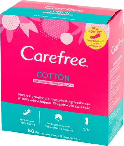 Peceta higjienike Carefree Cotton Panty Liners Fresh Scent, aromë e freskët, 56 copë