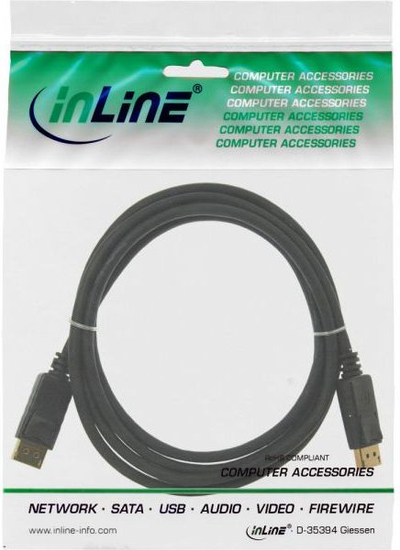Kabllo DisplayPort InLine 17133P, 0.3m, 4K 60Hz, e zezë