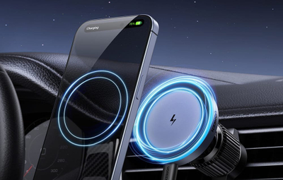 Karikues veture magnetik wireless Ugreen, montim në grilë ajri, për telefona MagSafe, gri