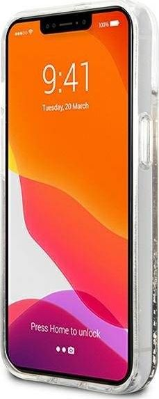 Капак за телефон Karl Lagerfeld Liquid Glitter Karl &amp; Choupette, за iPhone 13 Mini 5.4", тврда маска, златна боја