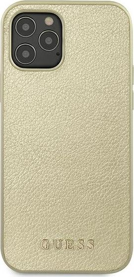 Mbulesë telefoni Guess GUHCP12LIGLGO për iPhone 12 Pro Max 6.7", hardcase, ngjyrë gold iridescent