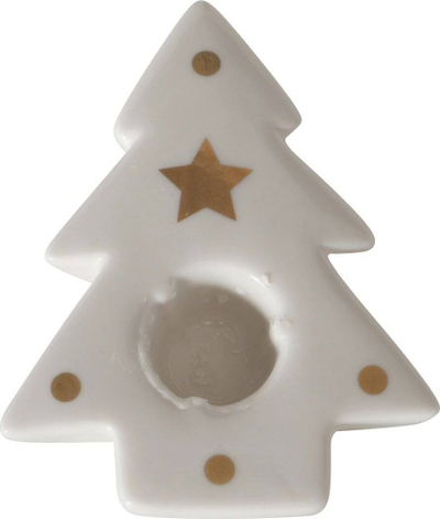 Mbajtëse qirinjsh Boltze Home, porcelan, në formë bredhi, e bardhë