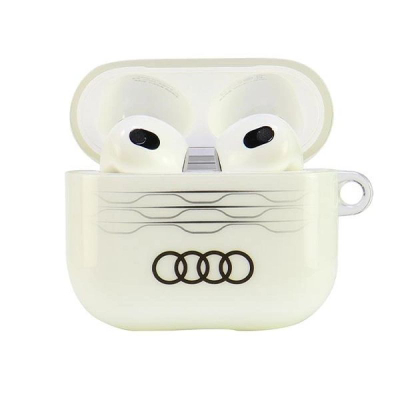 Mbulesë për AirPods 3 Audi IML Geometric Pattern, dizajn me logo, e bardhë