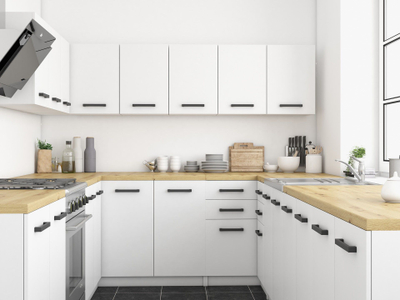 Set kuzhine Topeshop Kitchen Furniture Set 200, 200 cm, dekor lisi artisan, e bardhë