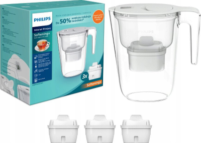 Kanna filtrimi Philips AWP2943WHT3/58 MicroXclean Softening+, 2.6L, 3 filtro, e bardhë