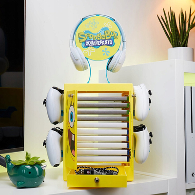 Organizer gaming SpongeBob SquarePants Numskull, për 10 lojëra, me mbajtëse kufjesh, shumëngjyrësh