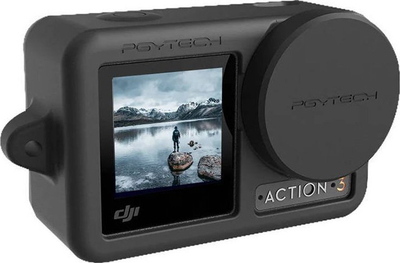 Mbrojtëse silikoni PGYTECH për DJI Osmo Action 3, me kapak lenteje, e zezë