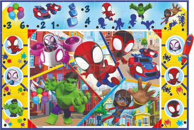 Puzzle dyshemeje Clementoni Dywan Spidey, 24 pjesë, me stilolaps interaktiv, shumëngjyrësh