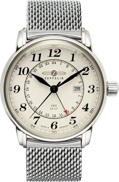 Orë dore Graf LZ127 Z7642M5, GMT, çelik inoks, ciferblatë bezhë