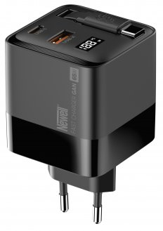 Karikues muri Newell GaN 65W, 3 porta USB, me ekran LCD, ngjyrë e zezë
