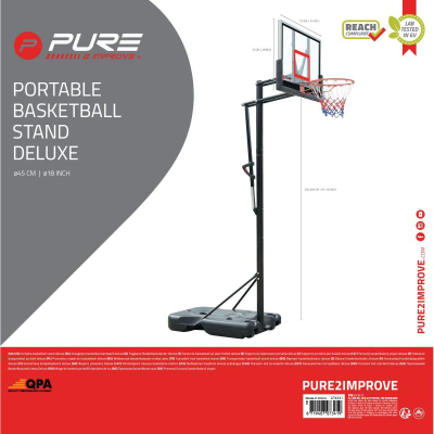 Set basketbolli Pure 2 Improve me lartësi të rregullueshme, 2.30 - 3.05 m, bazë me ujë ose rërë, ngjyrë e zezë