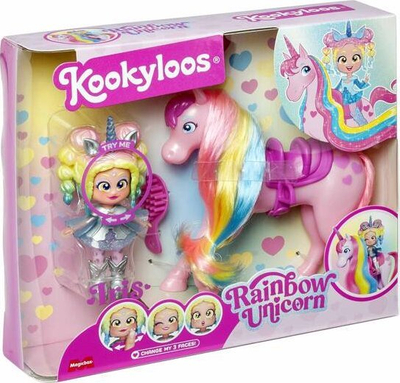 Kukull KOOKYLOOS Rainbow Unicorn Iris, lodër për krijimtari, shumëngjyrëshe