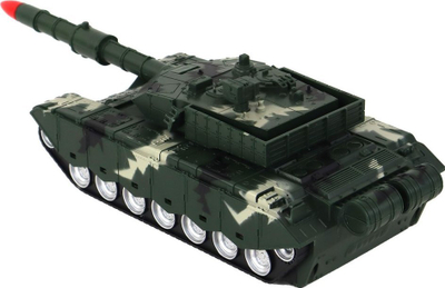 Играчка тенк со далечински управувач Combat Tank, ротација 360°, стрели со светло и звук, зелен камуфлаж