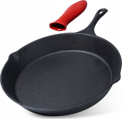 Tigan gize pa markë, 30 cm, me kapak dhe dorezë silikoni, i zi