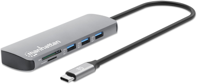 Hub USB C Manhattan 9 në 1, HDMI 4K, Ethernet, karikim Power Delivery 100W, gri