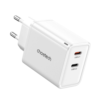 Karikues muri Choetech me dy Type-C GaN PD65W, 2x USB-C, i bardhë
