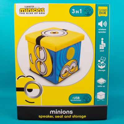Altoparlant Bluetooth Minions 3 në 1 Sound Cube, me kuti ruajtëse, shumëngjyrësh