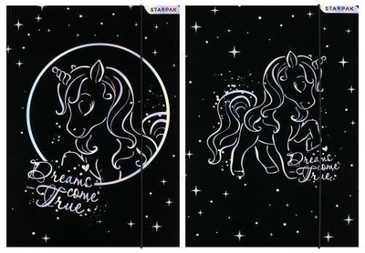 Досие со ластик Starpak Unicorn Holo 536514, A4, шарено
