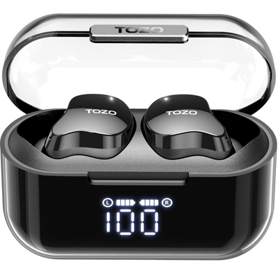 Kufje pa kabllo TOZO T18 Crystal Buds, Bluetooth, IPX8, të zeza