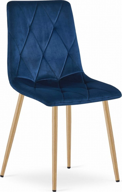 Karrige Libra me kadife blu navy, me këmbë metalike si dru