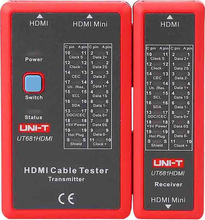 Testuesi i kabllove Uni-T HDMI UT681HDMI, i zi/i kuq