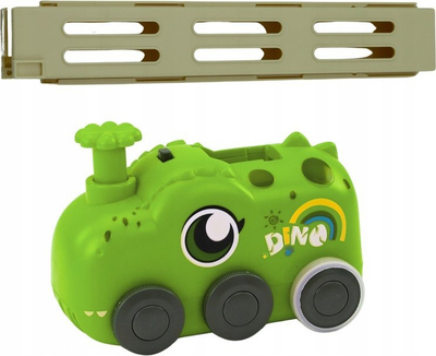 Lodër makinë dinosaur me bateri, vendosëse domino me 4 ngjyra, e gjelbër