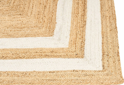 Tapet jute pa markë, këndor, 300 x 400 cm, i thurur me kornizë, bezhë natyrale