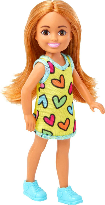 Kukull Barbie Chelsea me fustan me zemra, 15 cm, shumëngjyrësh