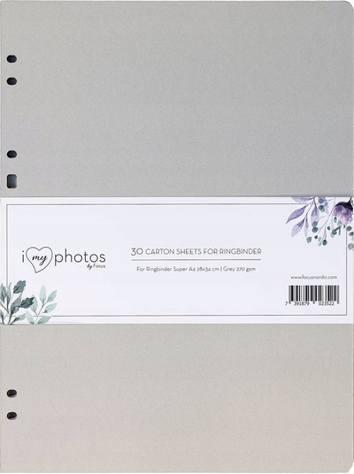 Fletë kartoni për dosje me unaza Focus Timesaver SA4, set 30 copë, 28x34 cm, gri