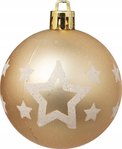 Toptha dekorativë Krishtlindjesh Atmosphera Colorama de Noël, set 25 copë, plastikë 6cm, ari dhe të bardhë
