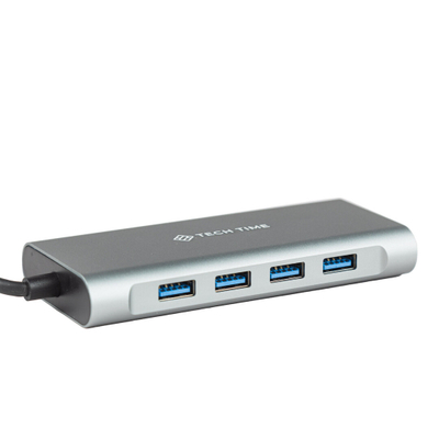 Hub 11in1 Type-C to HDTV+LAN+Type-C+SD+USB*4+Audio+VGA TECH TIME TT24008