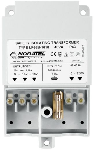 Трансформатор Сател TR 40 VA, 230V AC, 18V AC