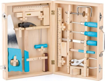 Kuti me vegla për fëmijë Wooddy Little Tinkerer, 12 elemente, bezhë