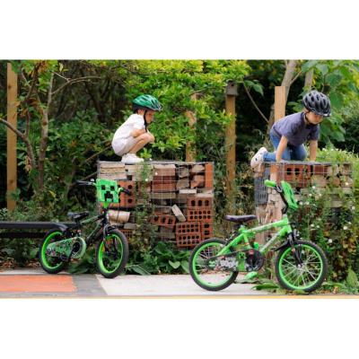Детски велосипед Huffy Minecraft, 16", помошни тркала, зелен