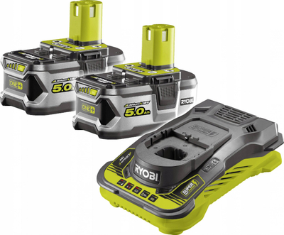 Set bateri dhe karikues Ryobi RC18150-250, 18V, 5Ah Li-Ion, jeshile