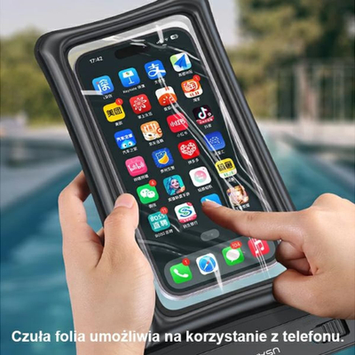 Qese ujërezistente për telefon USAMS, deri 7", IPX8, e zezë