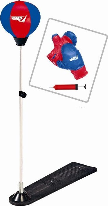 Set boksi Sport One Punching Ball, me doreza dhe pompë, blu e kuqe