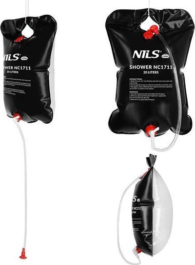 Dush kampingu NILS Camp NC1711, 40L, ngrohje diellore, i zi