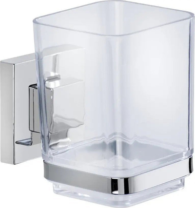 Mbajtëse furçash dhëmbësh Vacuum-Loc Quadro Tumbler, montim me vakum, plastike, transparente