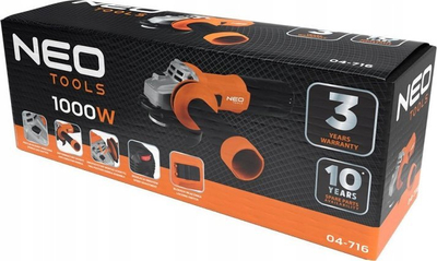 Mulli këndor Neo 04-716, 125mm, 1000W, me rregullim shpejtësie
