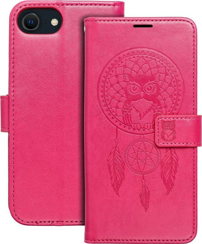 Këllëf Futera Smart Mezzo Book për iPhone SE 2022, magnetik, me xhepa kartash, ngjyrë raspberry