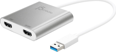 Adapter grafik USB j5create JUA365, 3840x2160 px, USB 3.2, ngjyrë argjendtë