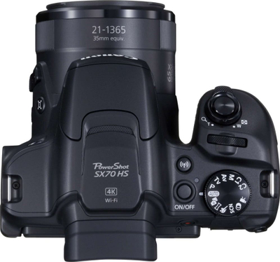 Компактна камера Canon PowerShot SX70 HS, оптички зум 65x, 4K видео, црна