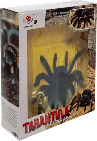 Lodër tarantulë me telekomandë Tarantula 22445, lëviz si e vërtetë, sy që ndriçojnë, e zezë me portokalli