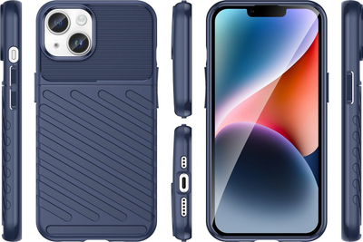 Mbulesë telefoni Thunder Case Armored për iPhone 14 Plus, TPU, mbrojtëse, blu e errët
