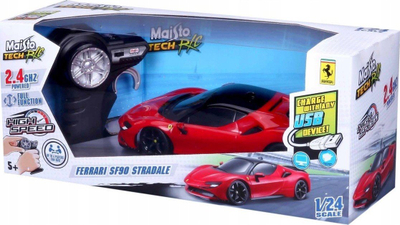 Makinë me telekomandë Maisto Ferrari SF90 Stradale, shkallë 1:24, 2.4 GHz, e kuqe