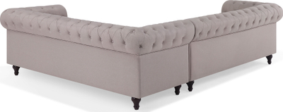 Kënd divan Chesterfield këndor, chaise majtas, 6 veta, bezhë